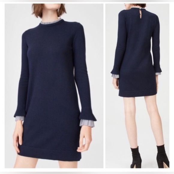 👉NWT Club Monaco 100% Wool Fidelma Dress Navy Blue Size M - Picture 4 of 8
